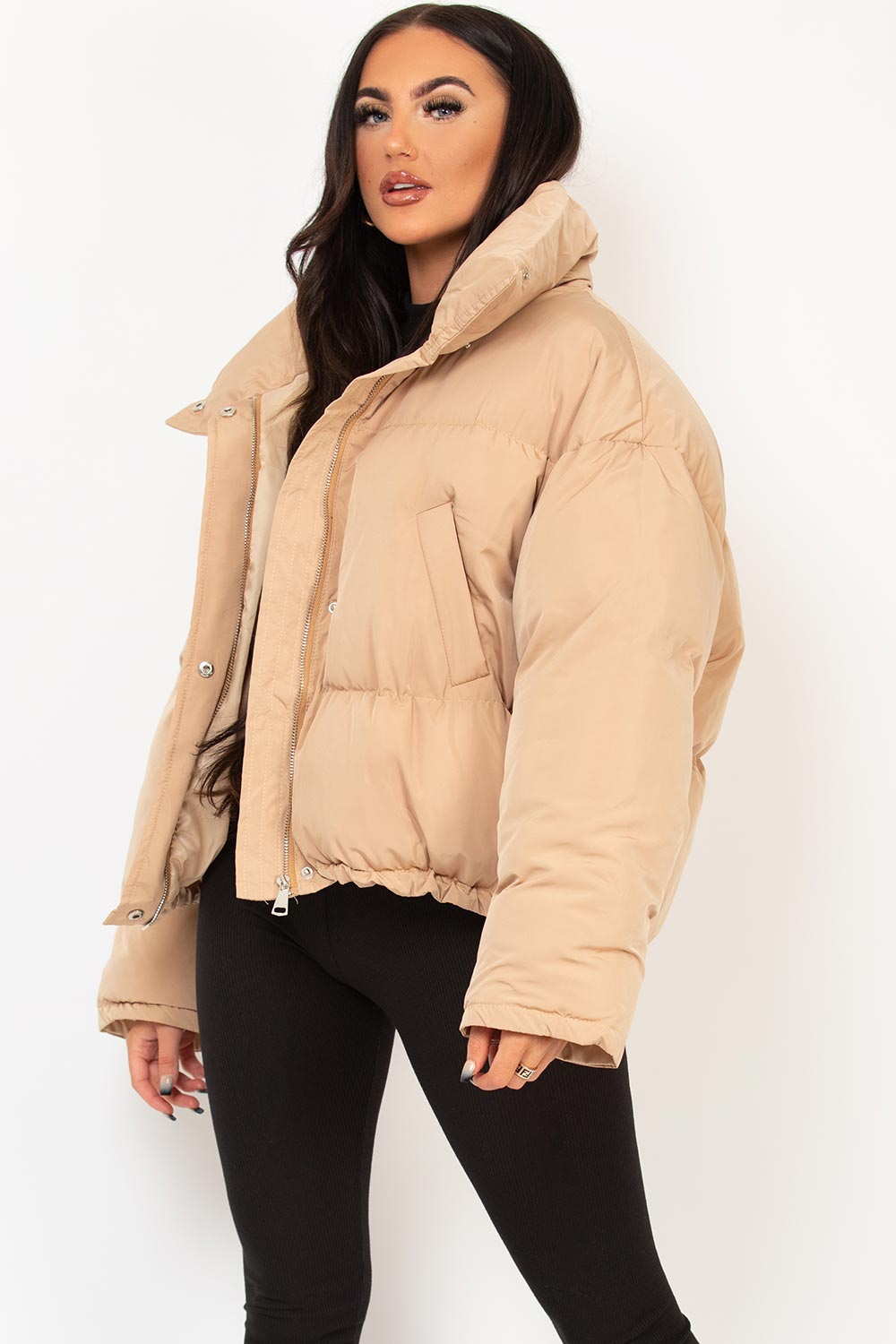 beige puffer jacket womens