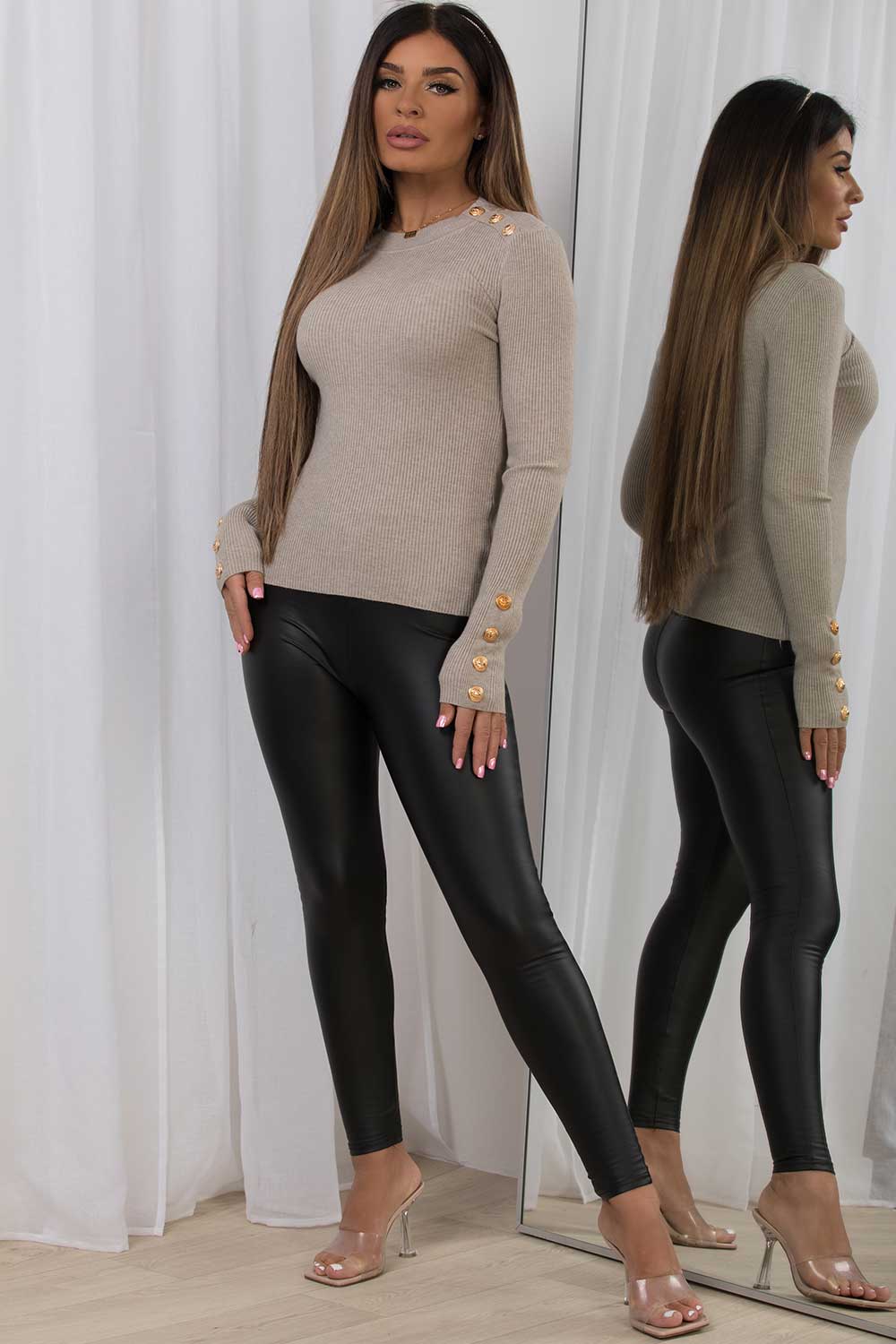 womens jumper with gold buttons