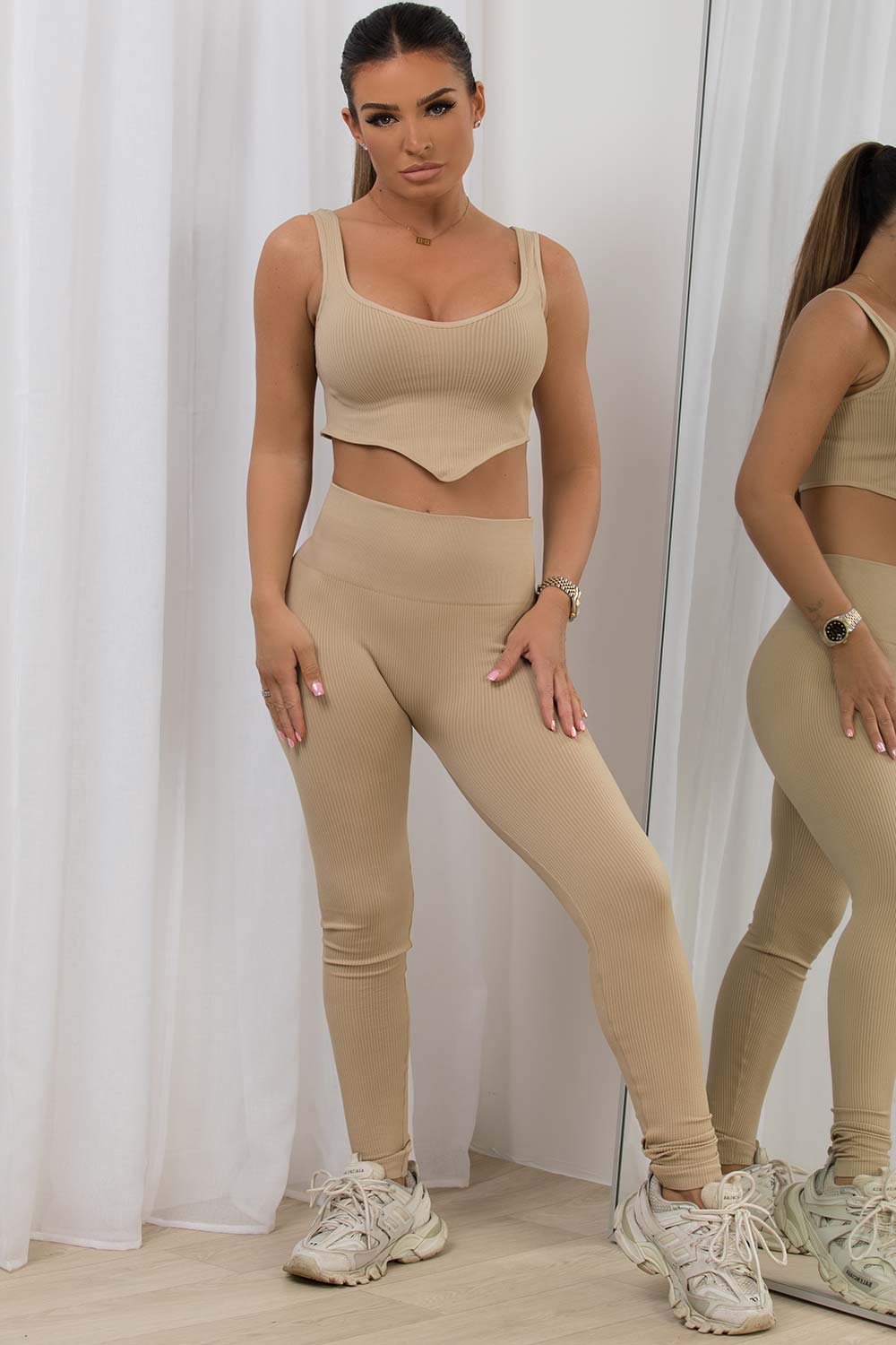 scoop neck ribbed loungewear set zara