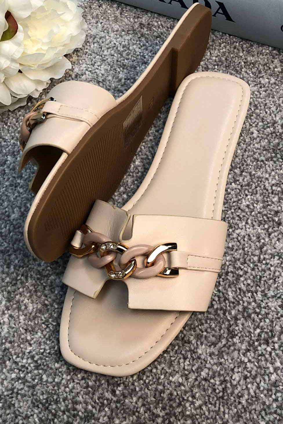 embellished flat sandals sliders womens