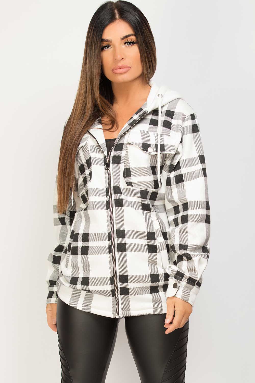 check shacket hooded