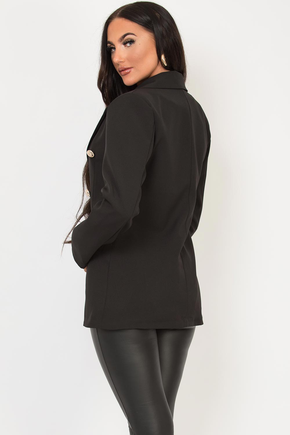 gold button double breasted blazer jacket womens