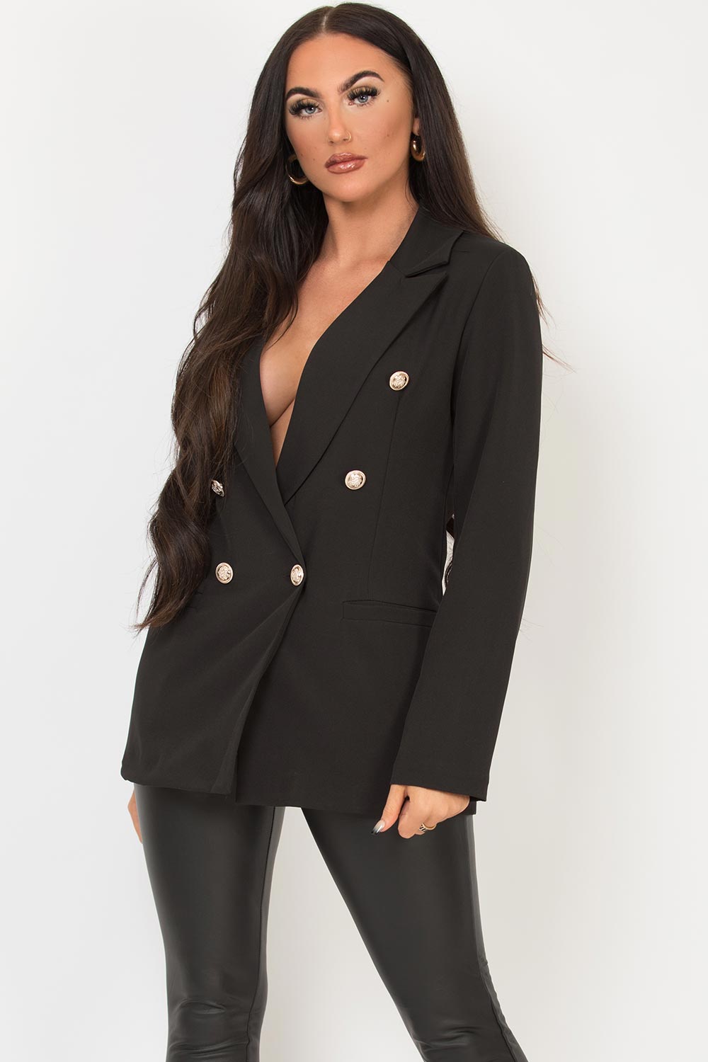 womens blazer with gold buttons