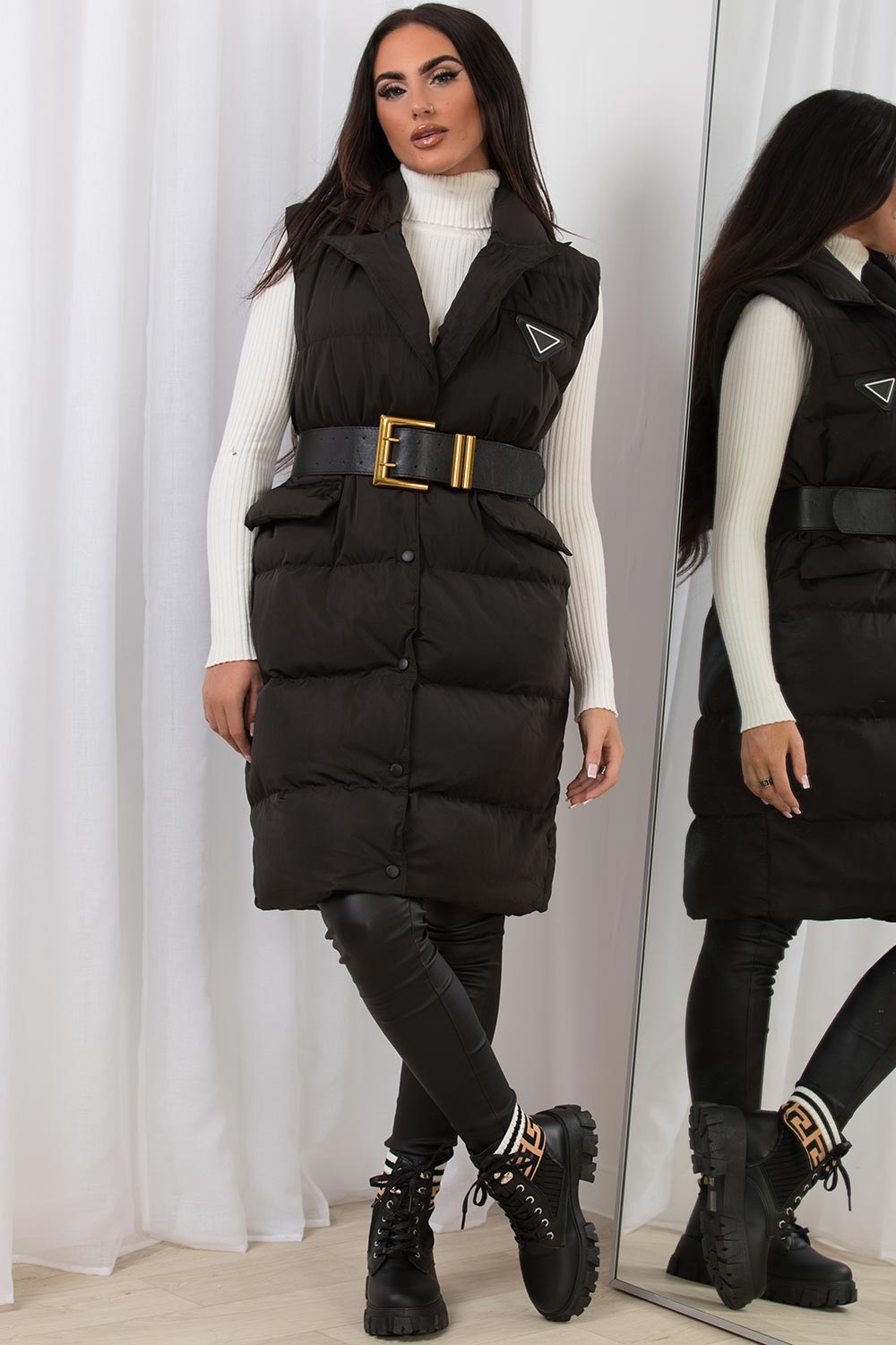 womens gilet with belt uk