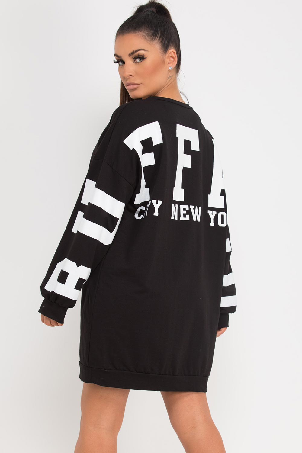 buffalo new york slogan oversized black sweatshirt