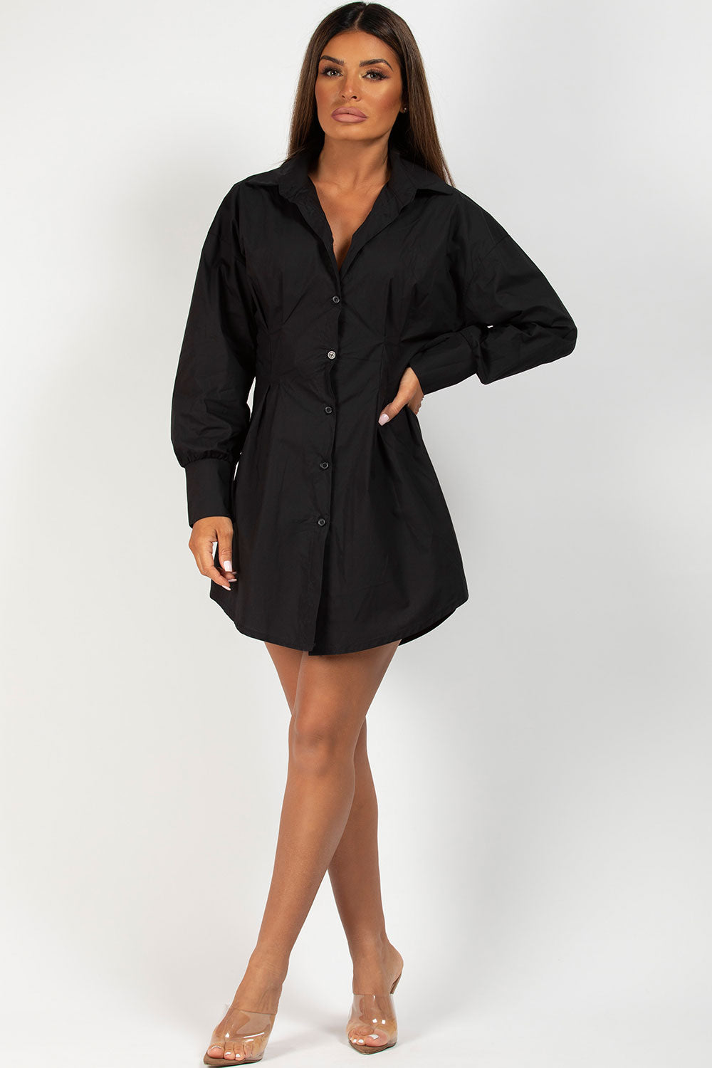 corset waist shirt dress black