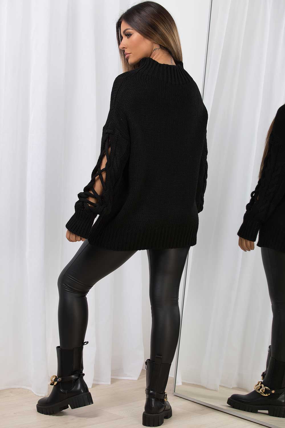 black knitted jumper womens