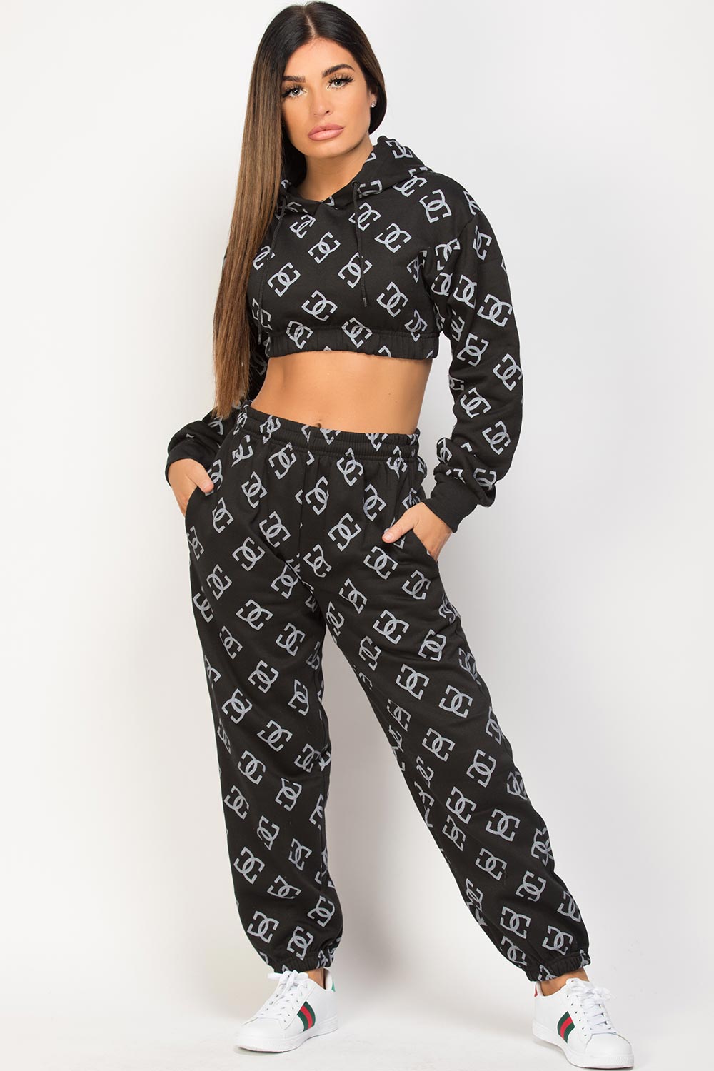 black loungewear set with cg print uk
