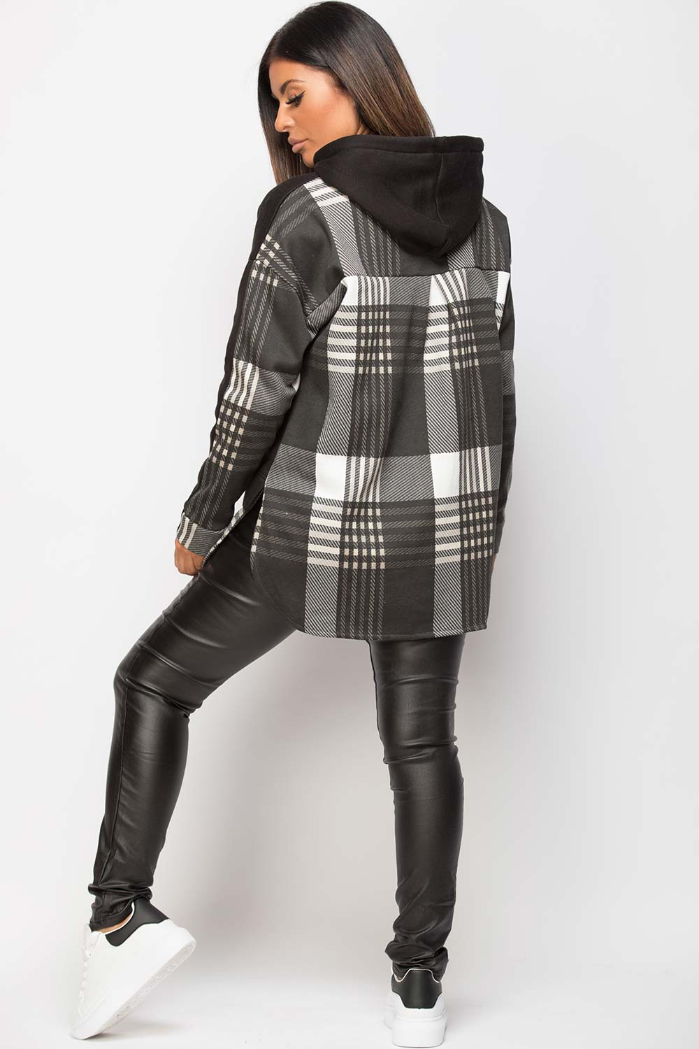 black check back hoodie shirt