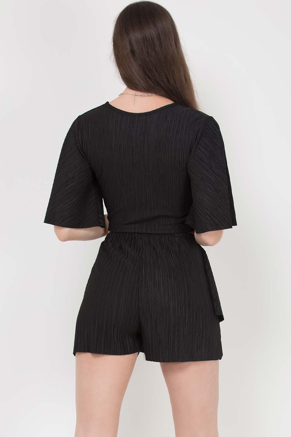 pleated crinkle skorts and top two piece set