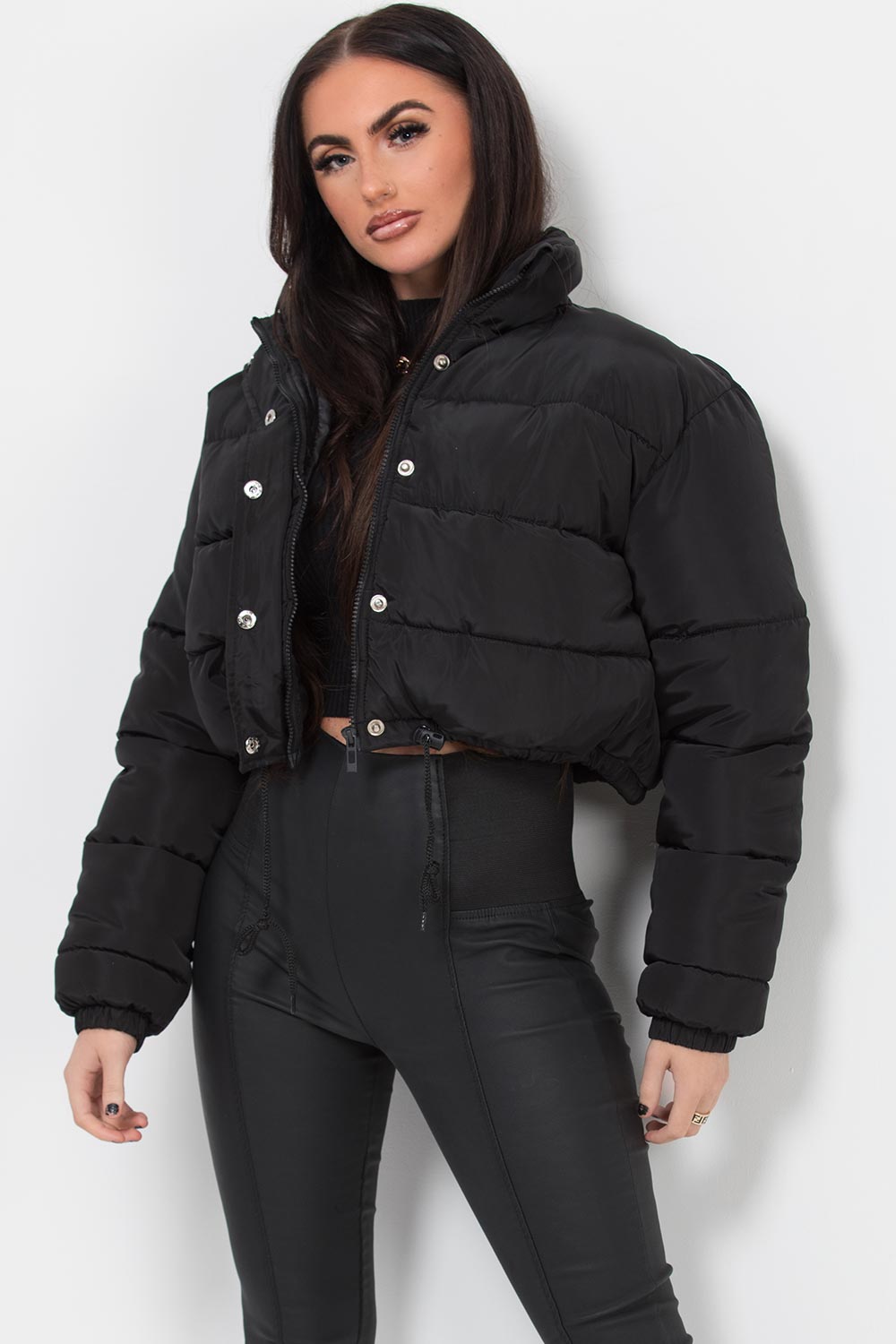 black crop puffer jacket