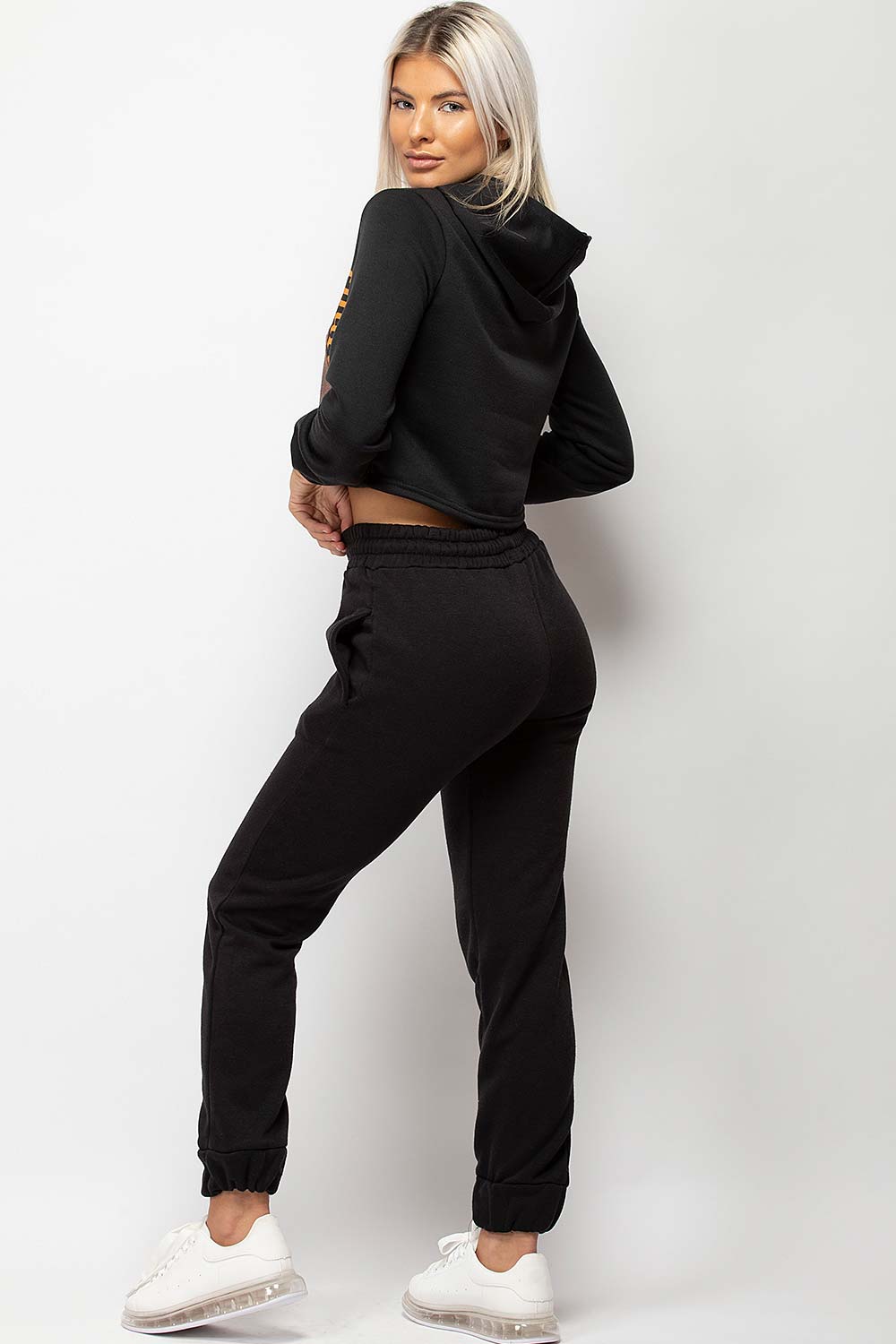 black cropped hoodie