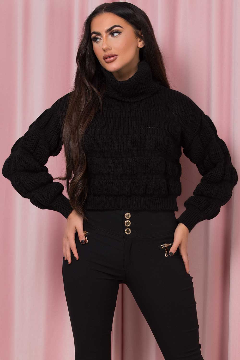 roll neck jumper black