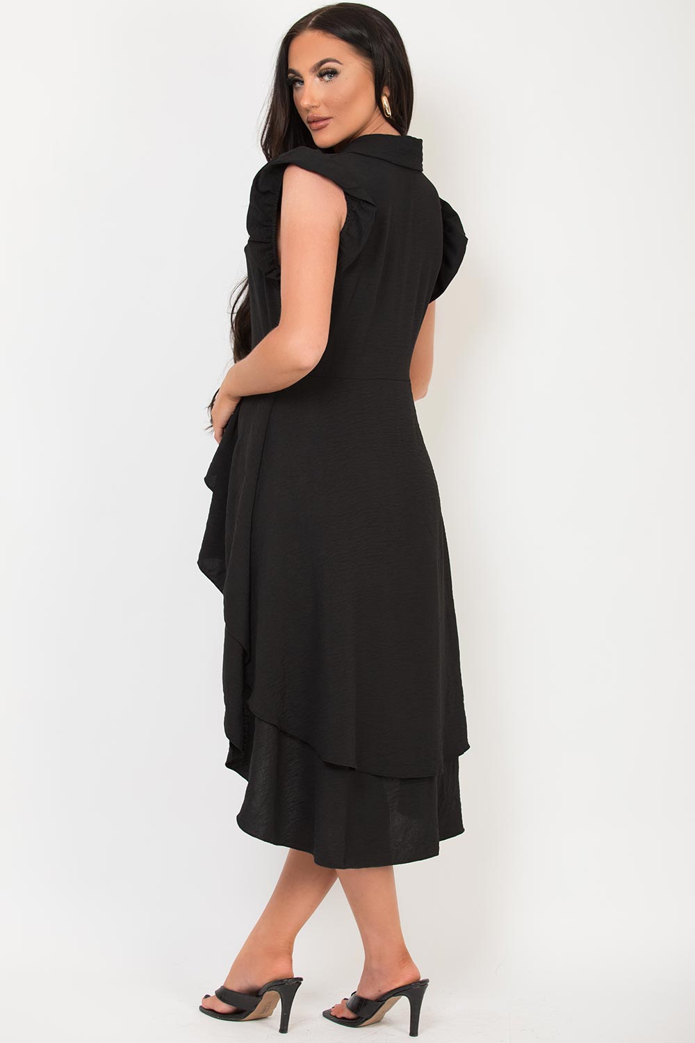black dip hem dress