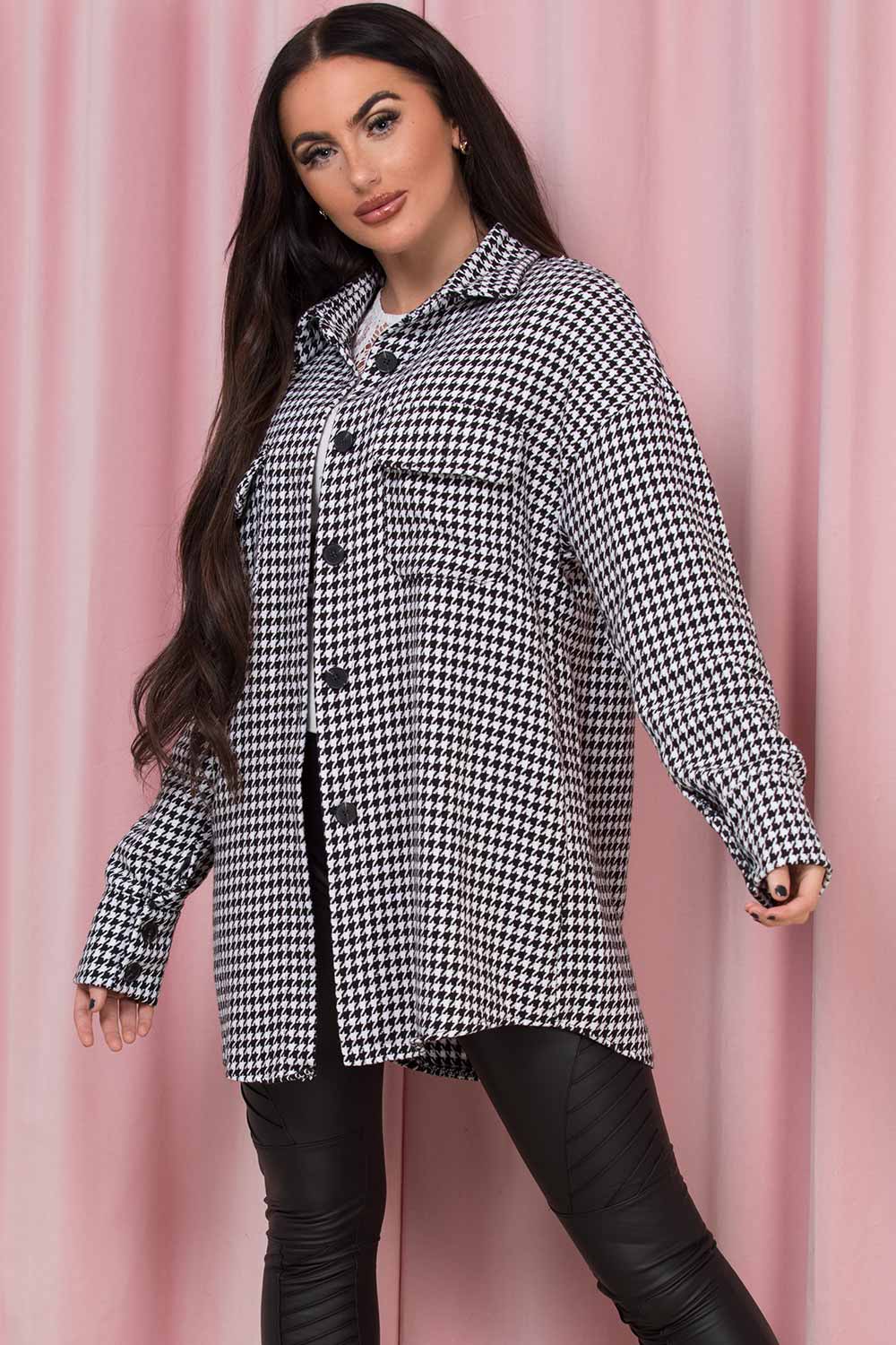 womens dogtooth shacket oversized