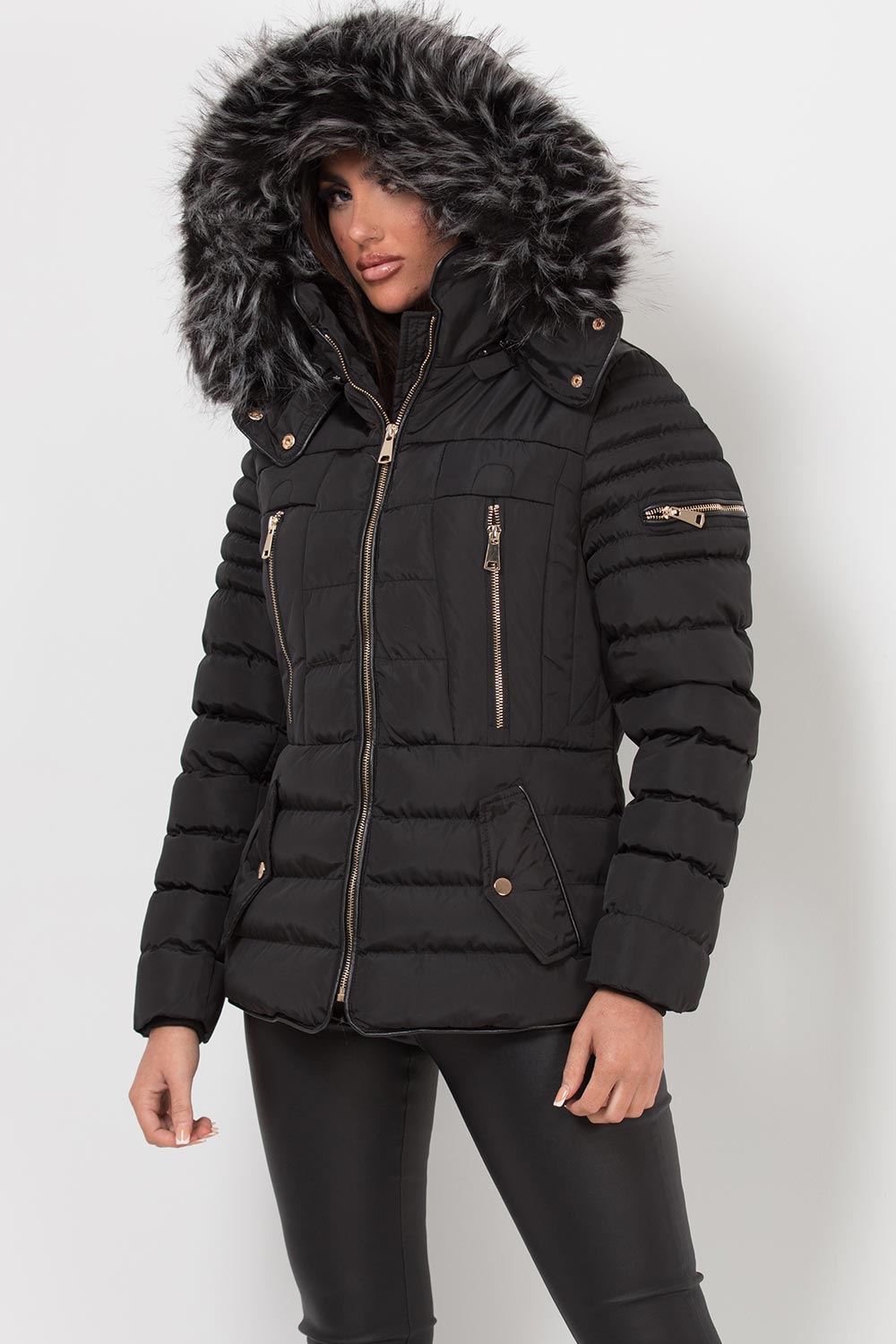 womens puffer jacket black