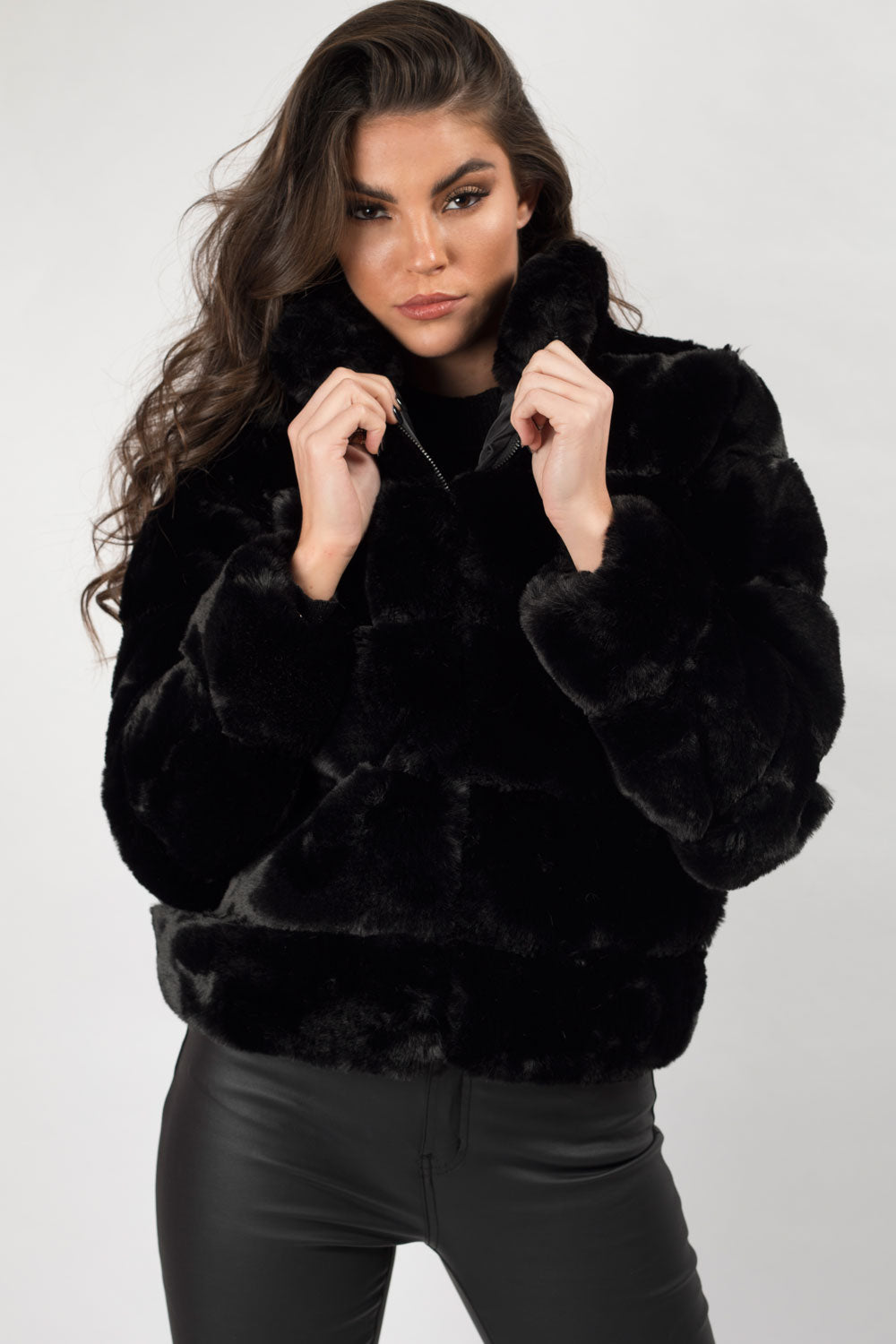 fur jacket black