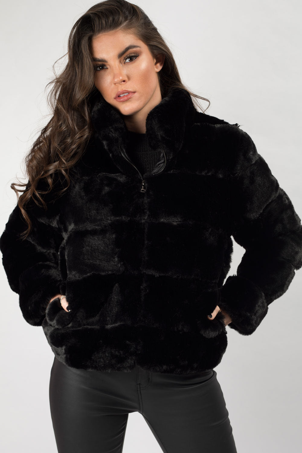 black fur coat on sale