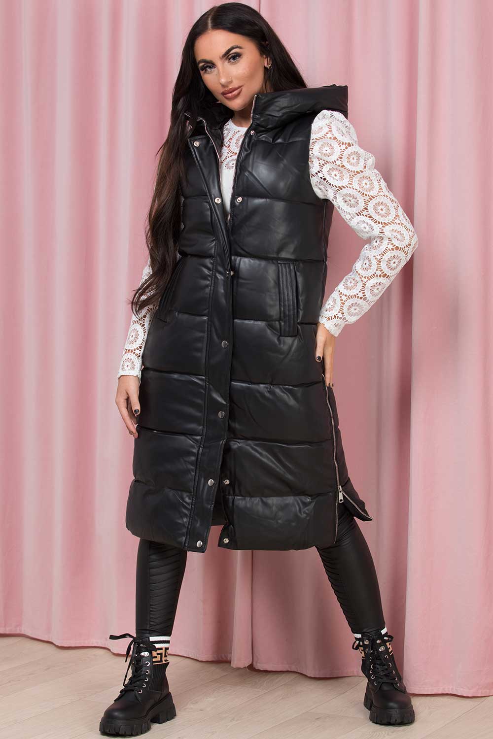 long black gilet body warmer