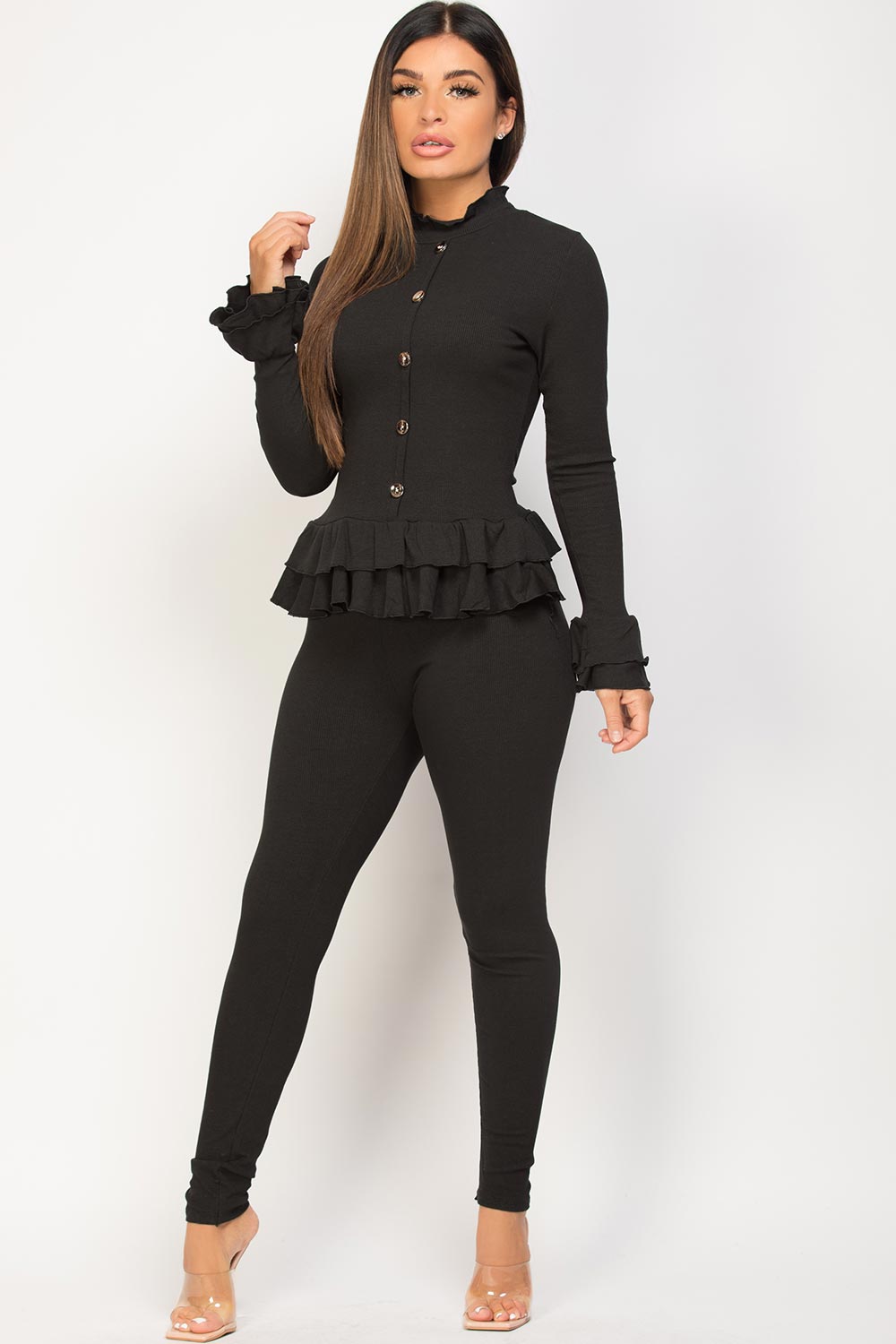 frill hem loungewear set