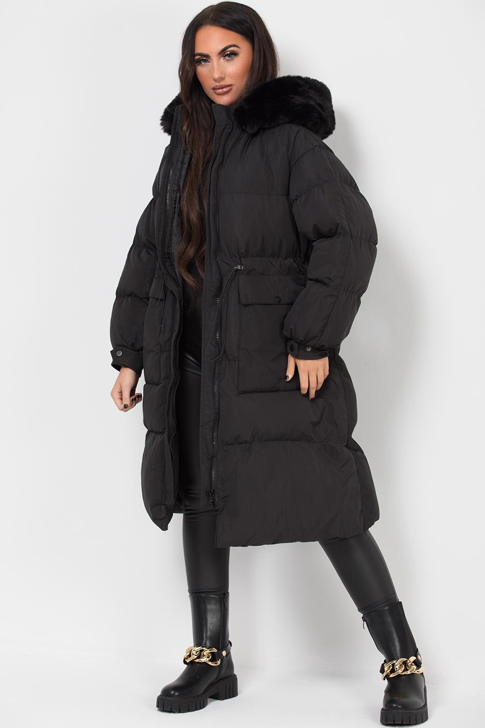 womens long puffer coat