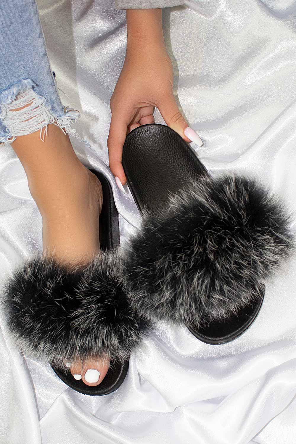 real fur sliders uk