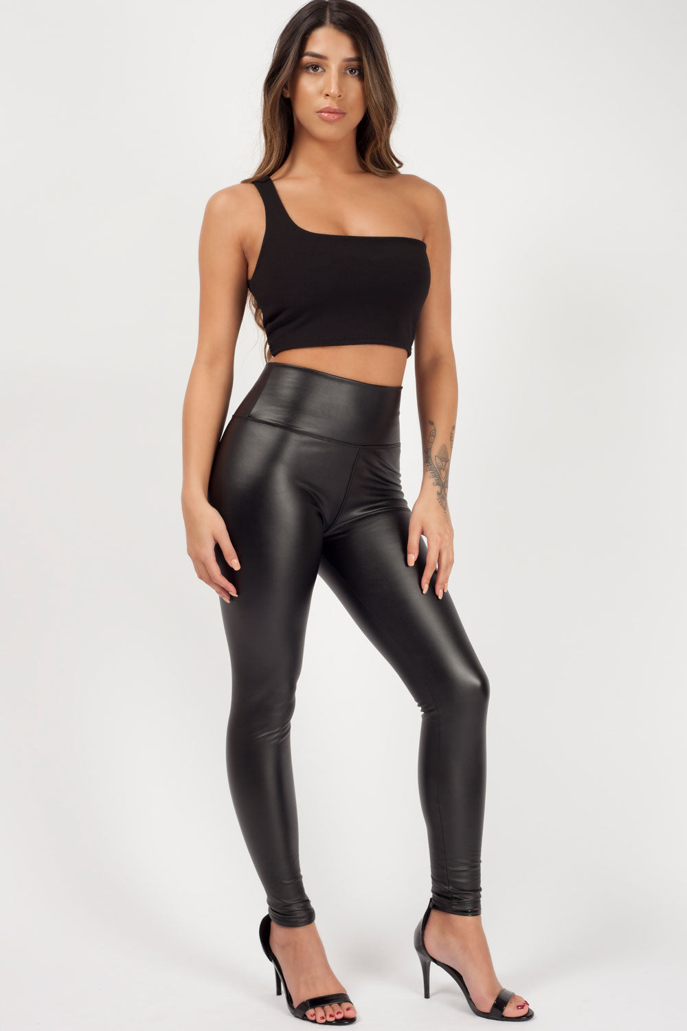 black wet look leggings styledup fashion