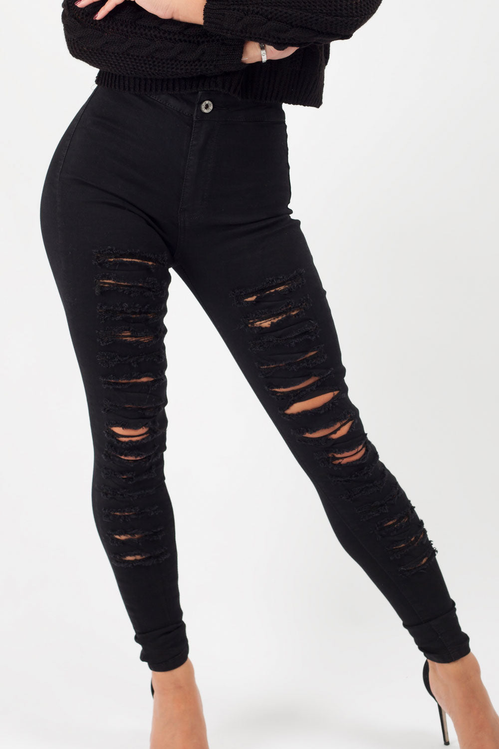 black ripped skinny jeans uk