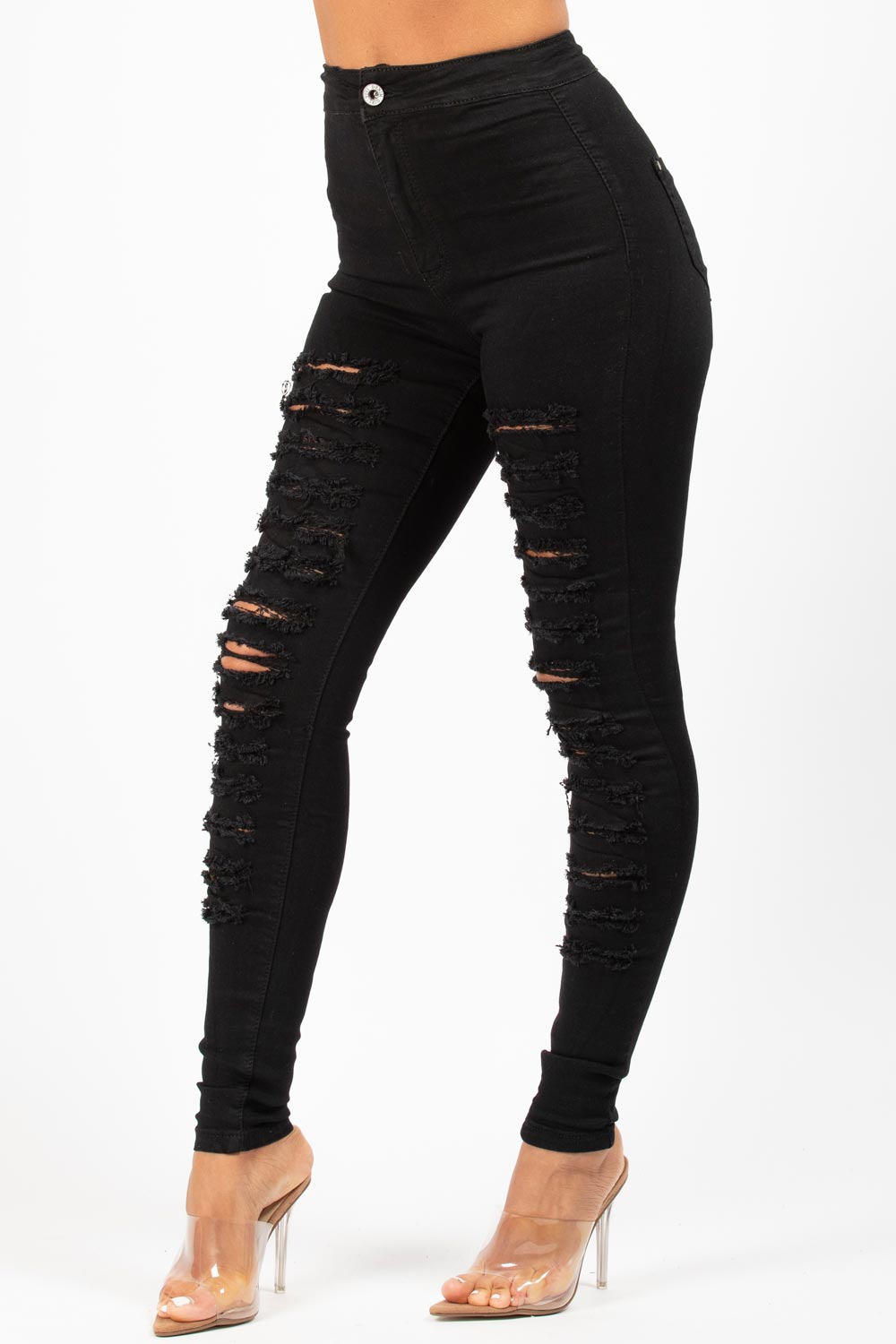 Black Ripped Skinny Jeans High Waisted