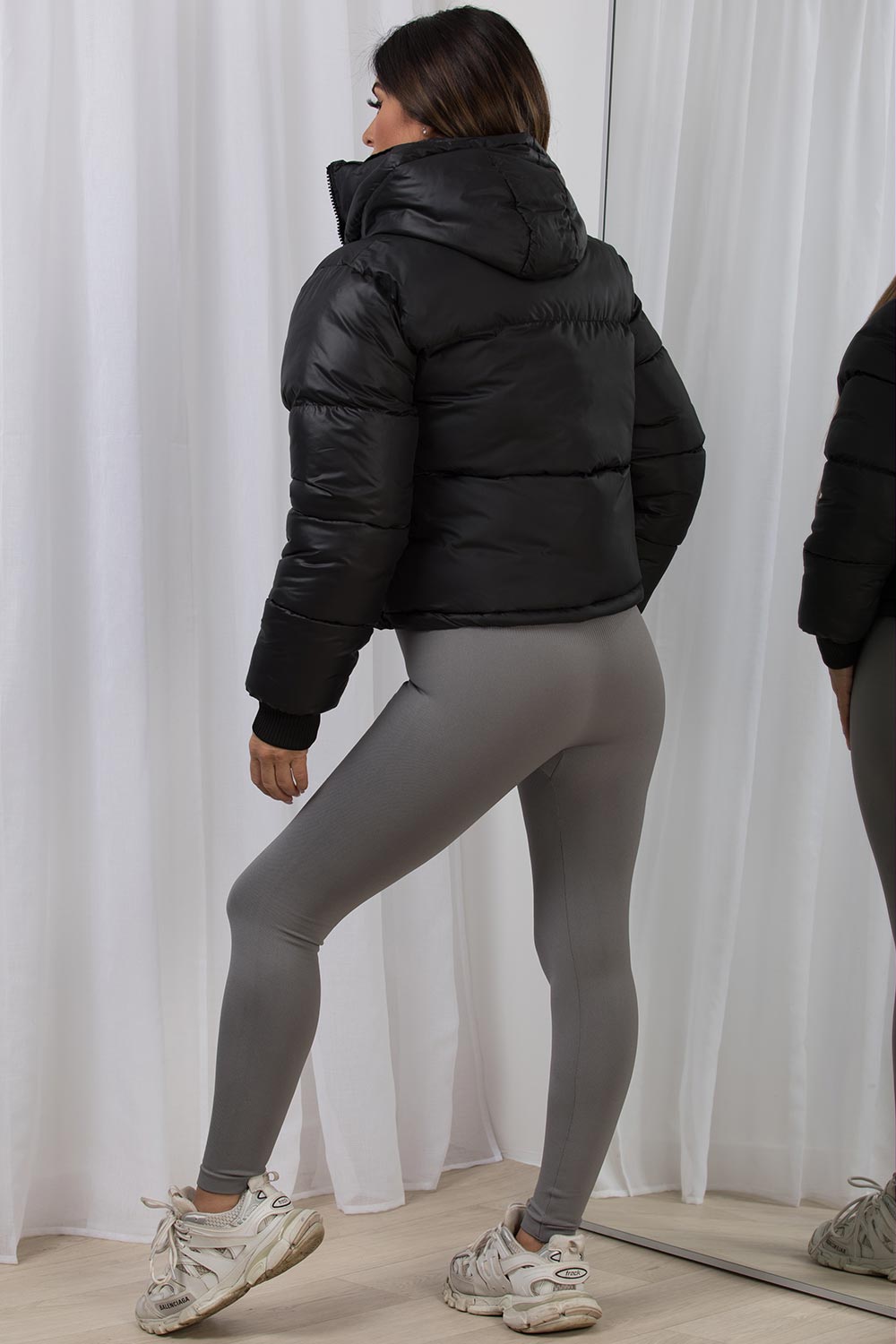 hooded puffer jacket black