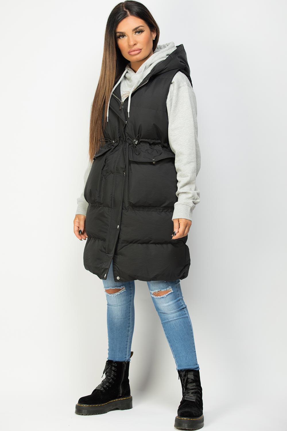 black gilet longline