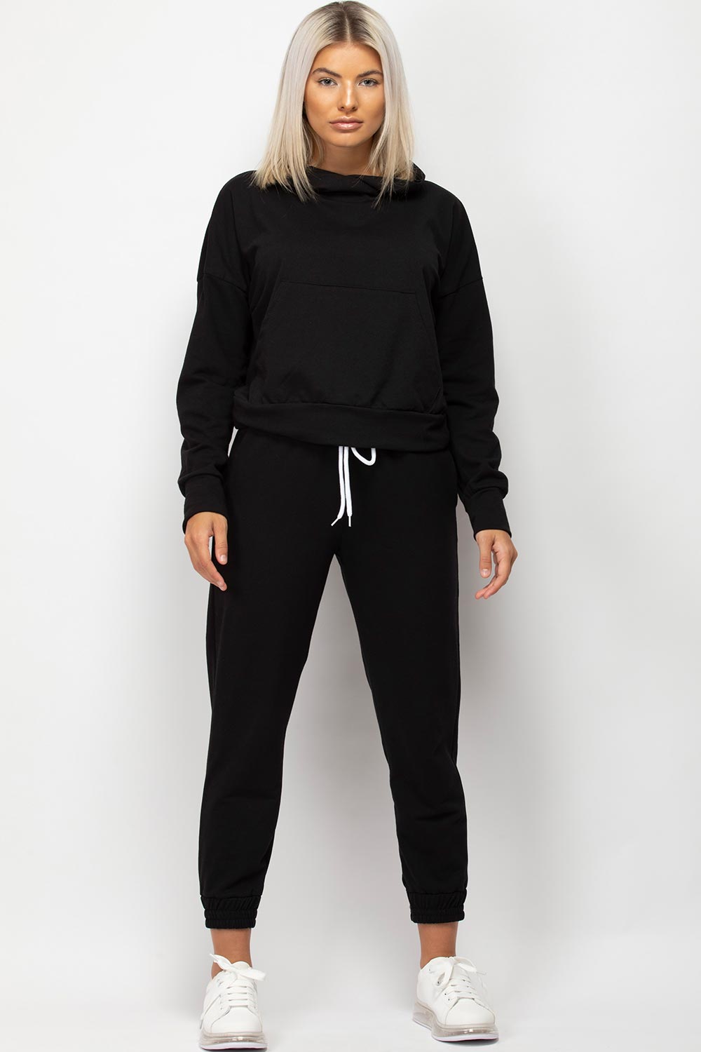 black hooded lounge set uk