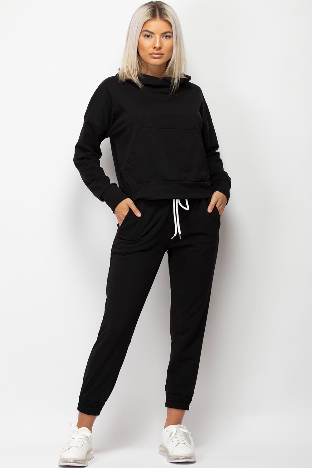 womens black loungewear set uk
