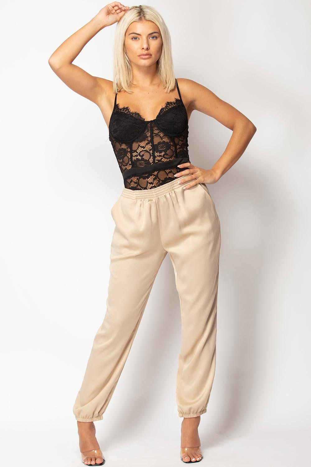 Black Lace Cupped Bodysuit