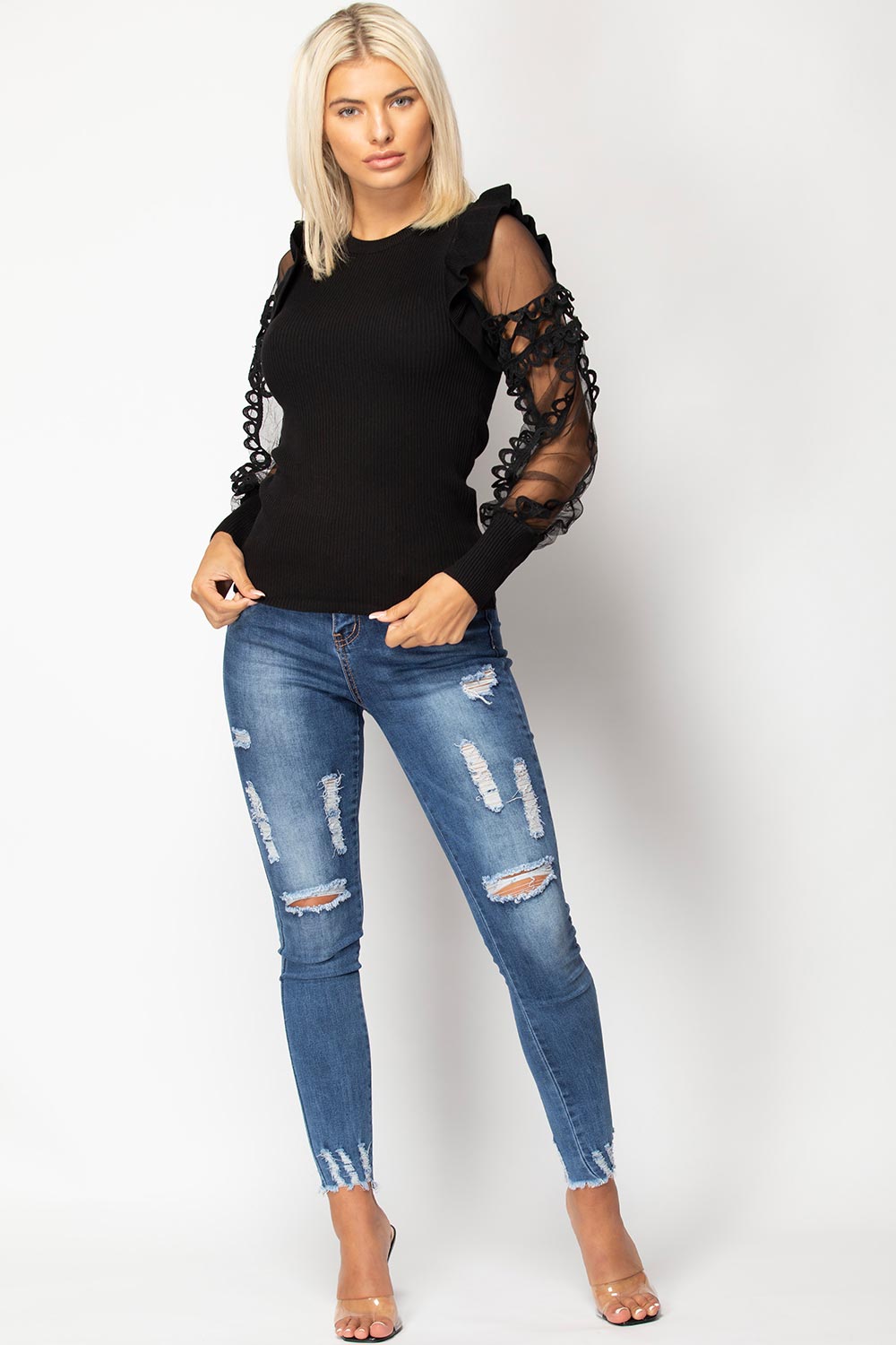 black lace sleeve dressy jumper