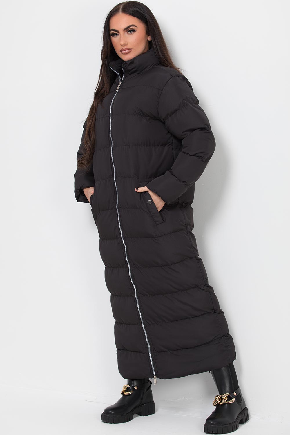 maxi puffer coat black