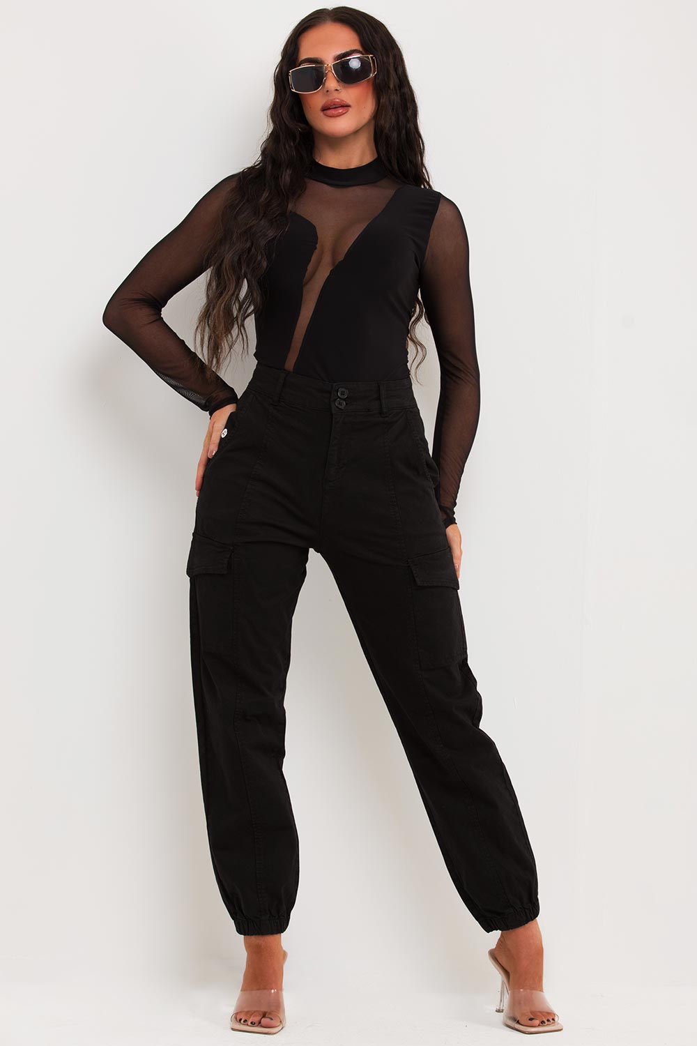 mesh panel long sleeve bodysuit top uk
