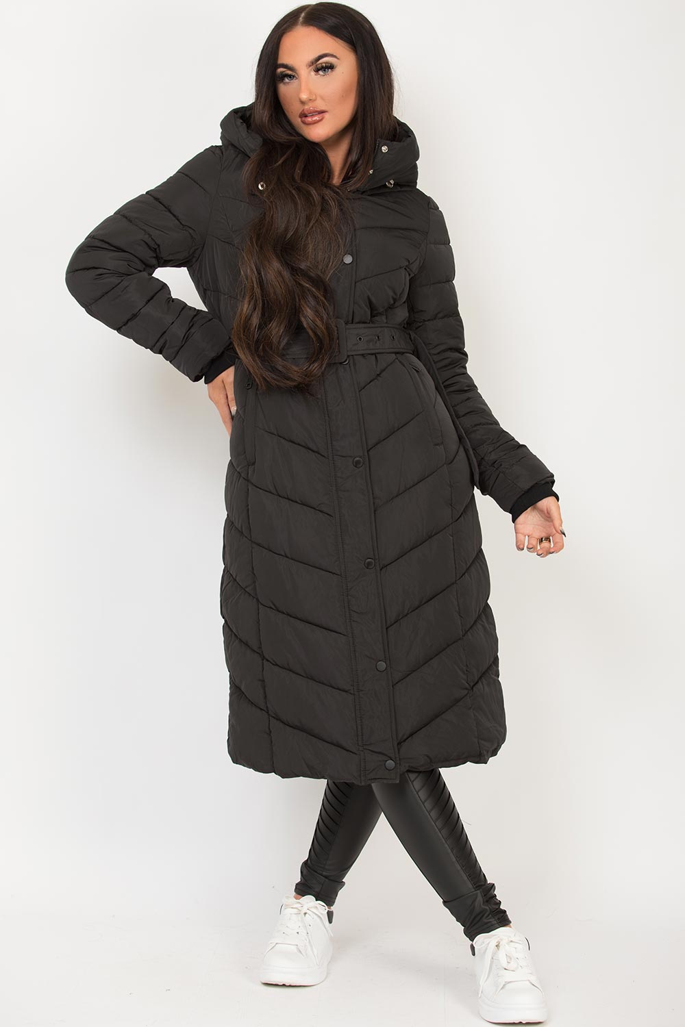 long puffer padded coat womens