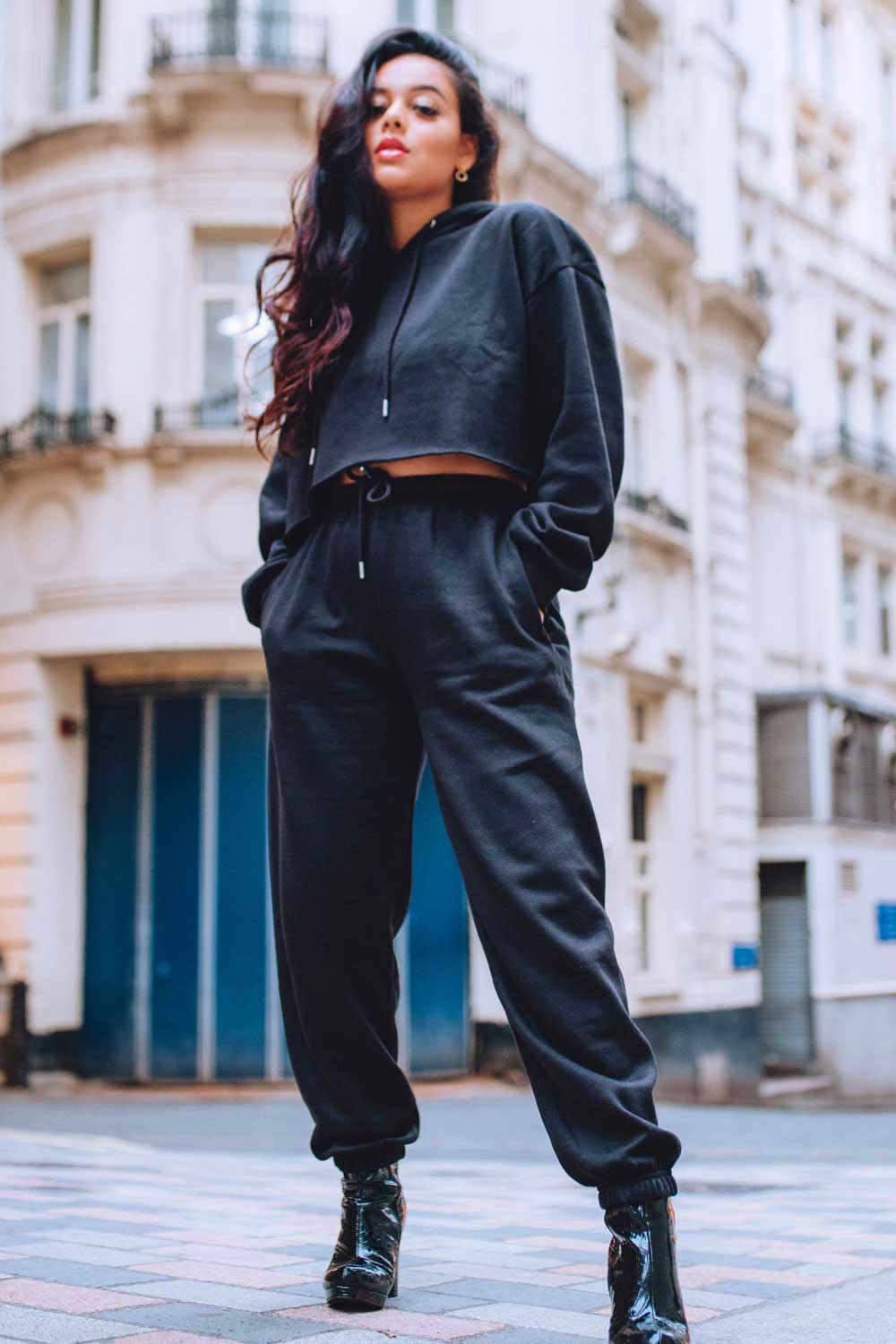 black oversized loungewear set