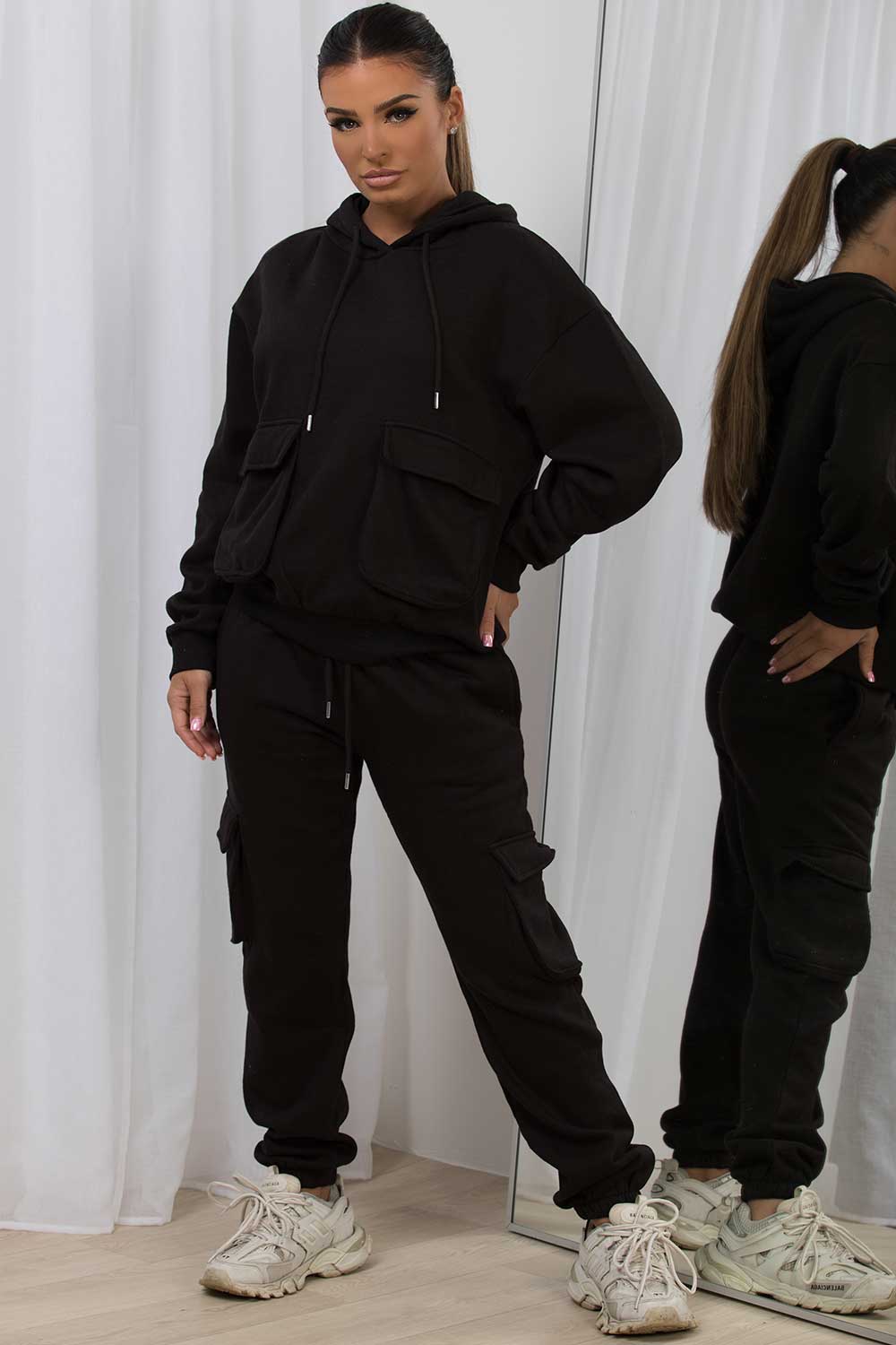 black loungewear set womens