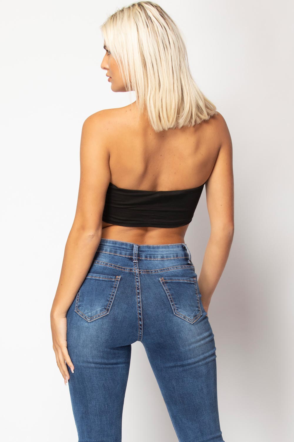 black scarf print crop top uk