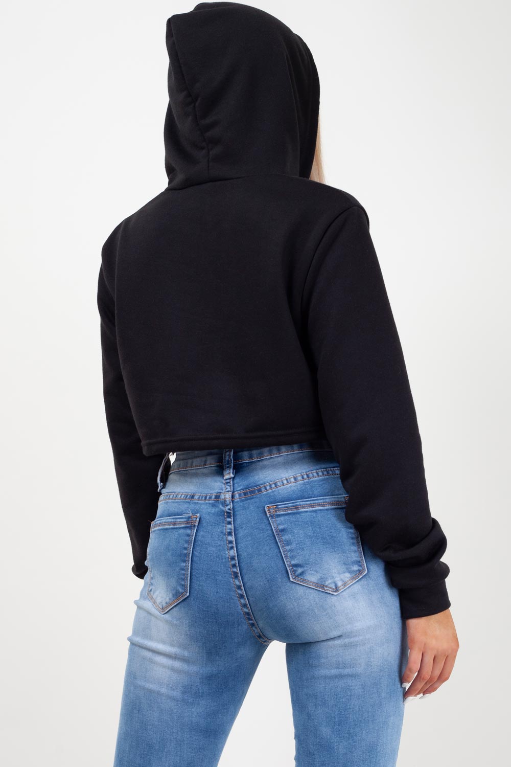 black crop hooded top