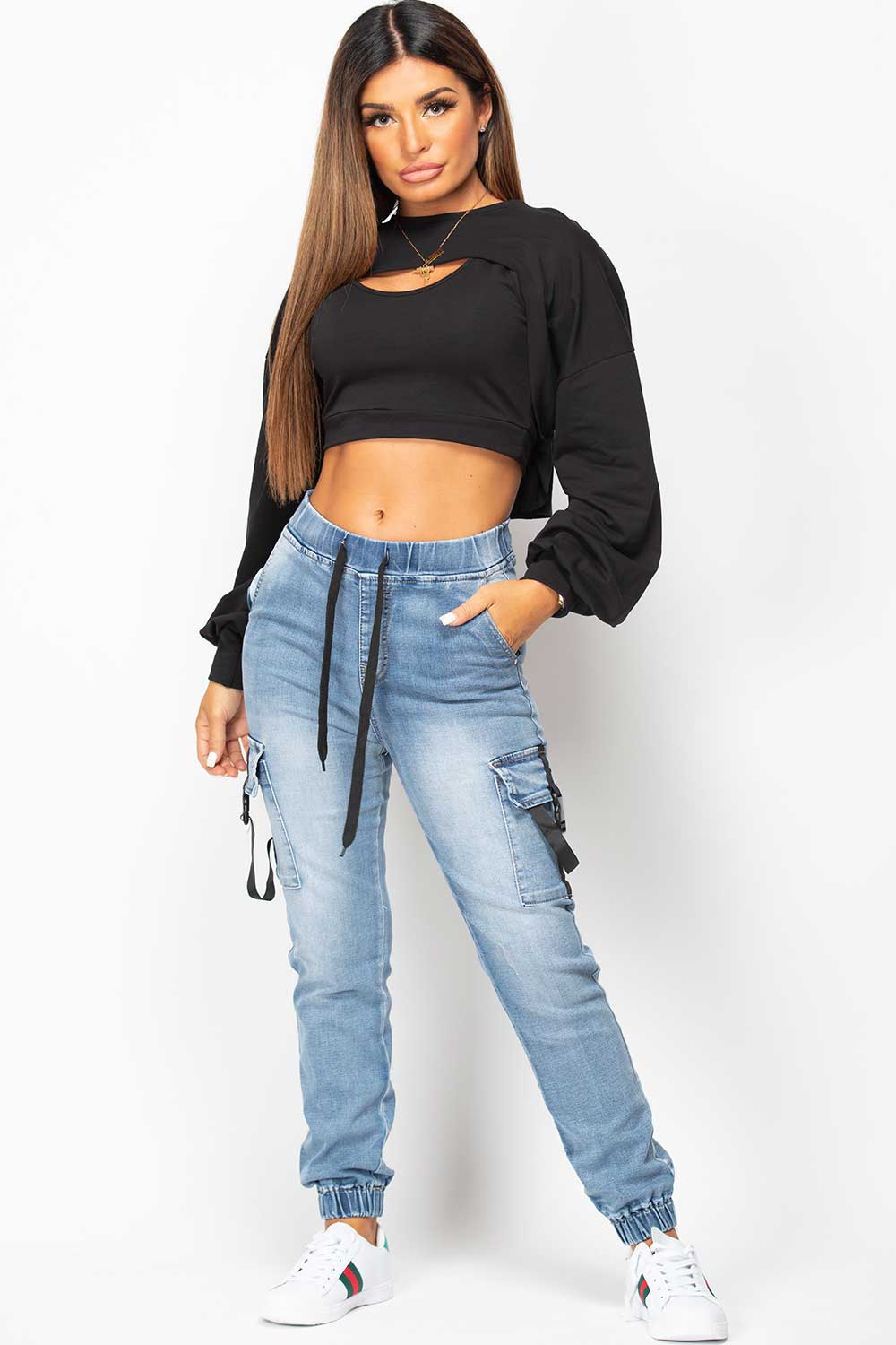 cut out front sweatshirt black