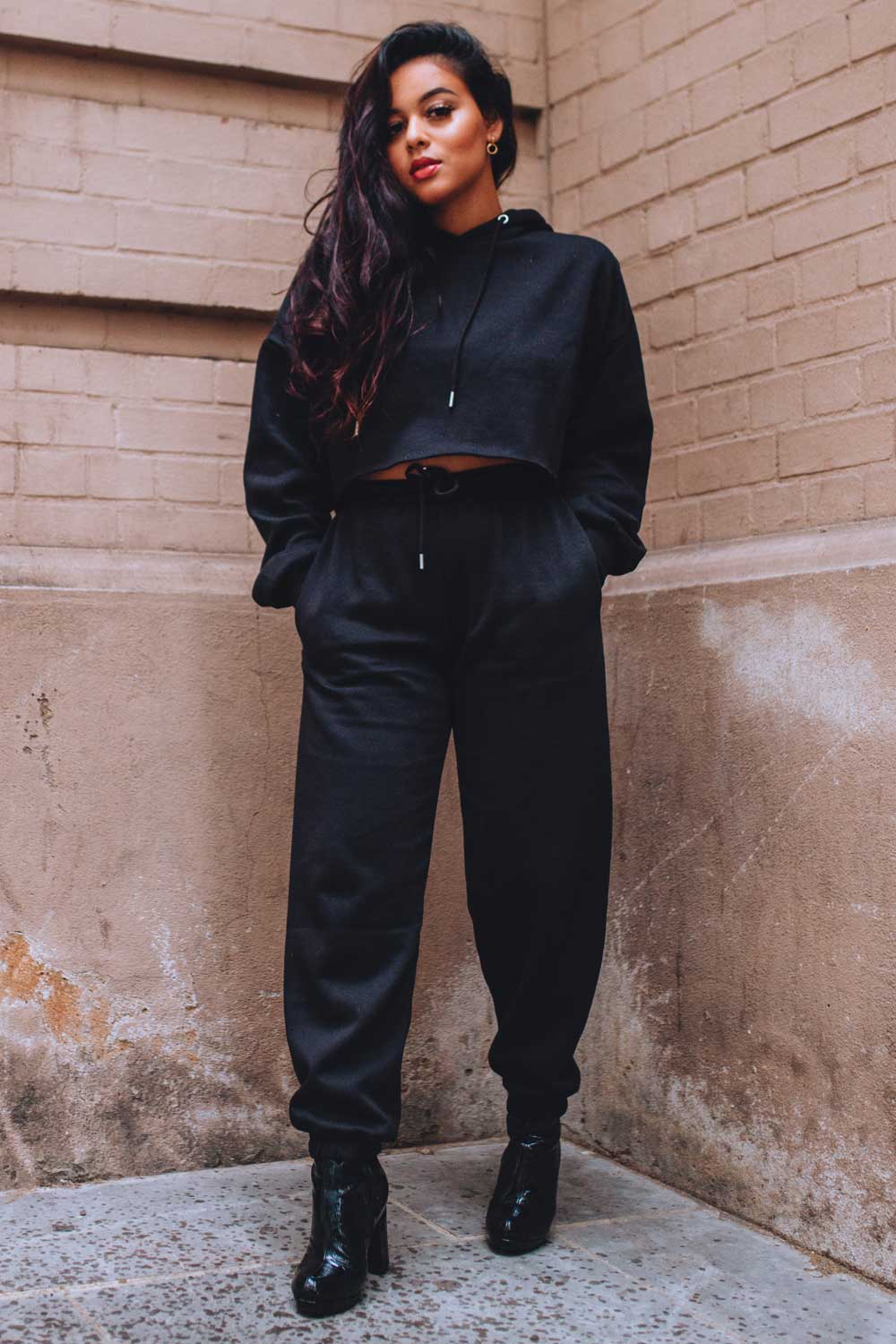 black oversized loungewear set