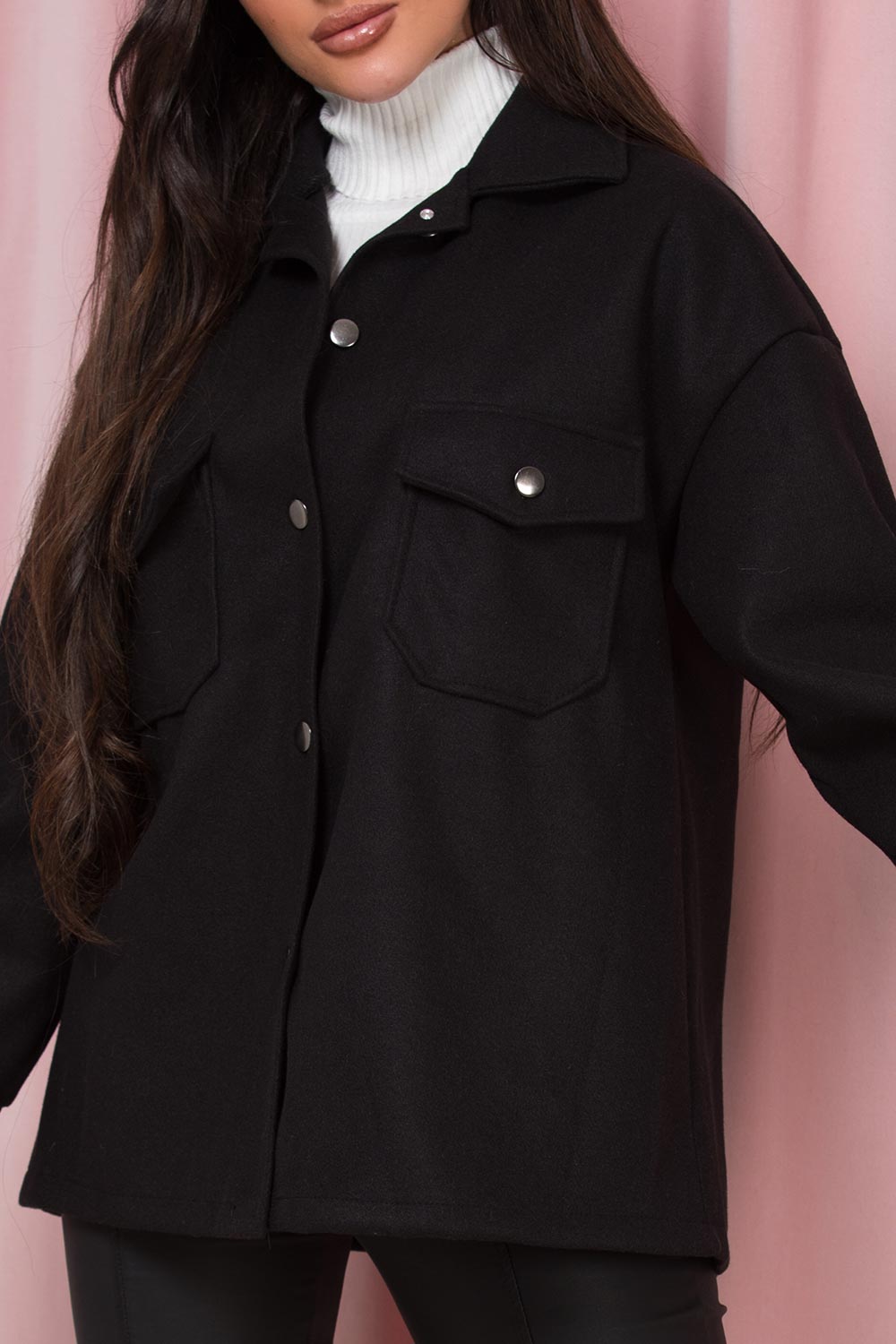 womens black oversized shacket
