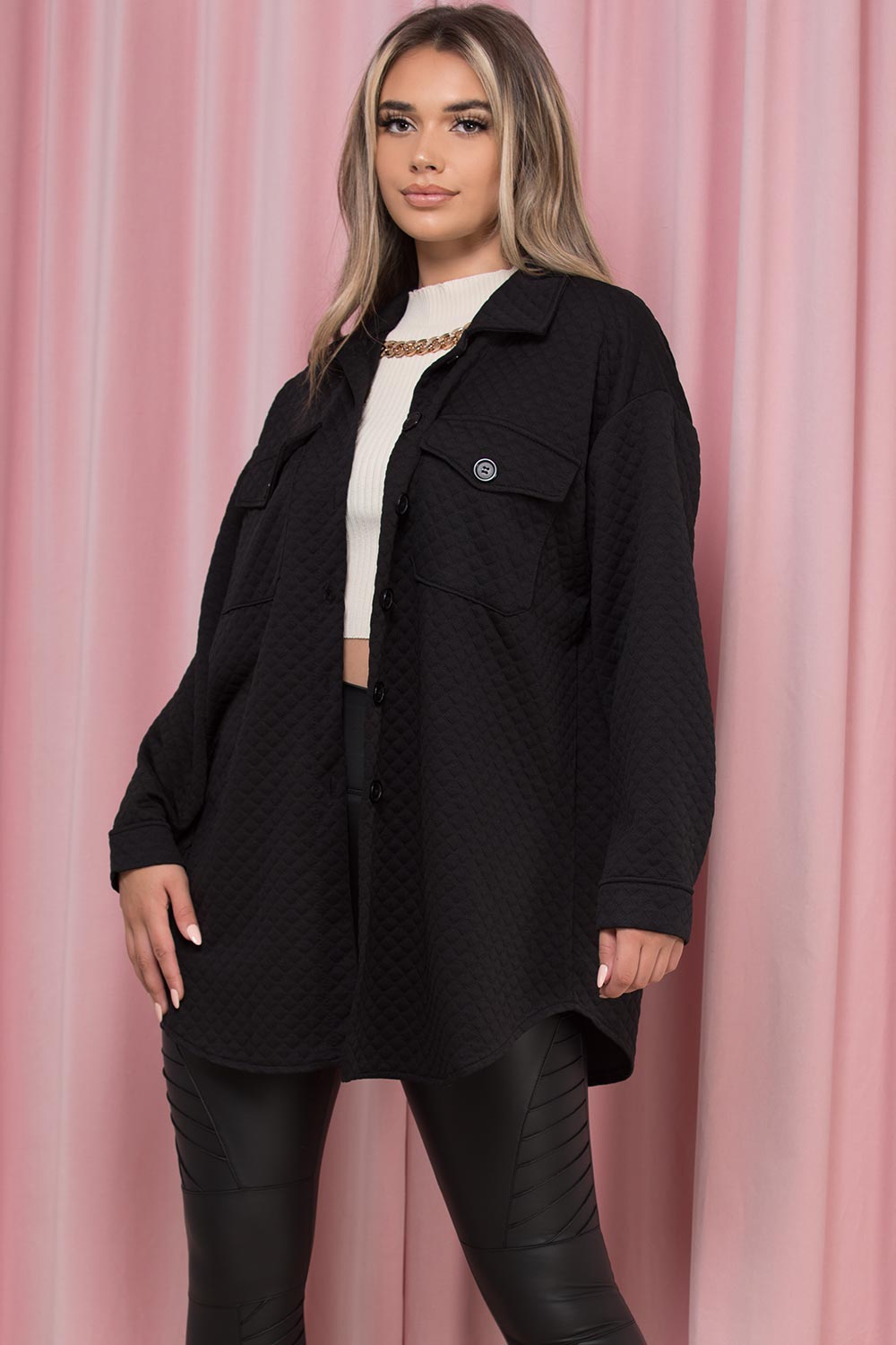 womens black shacket