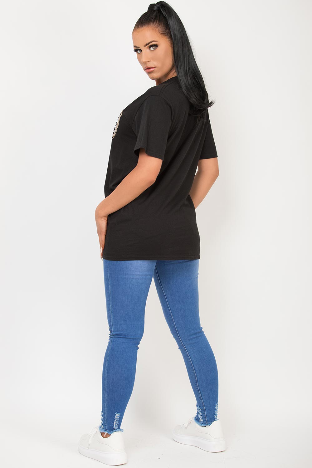 black couture slogan t shirt womens