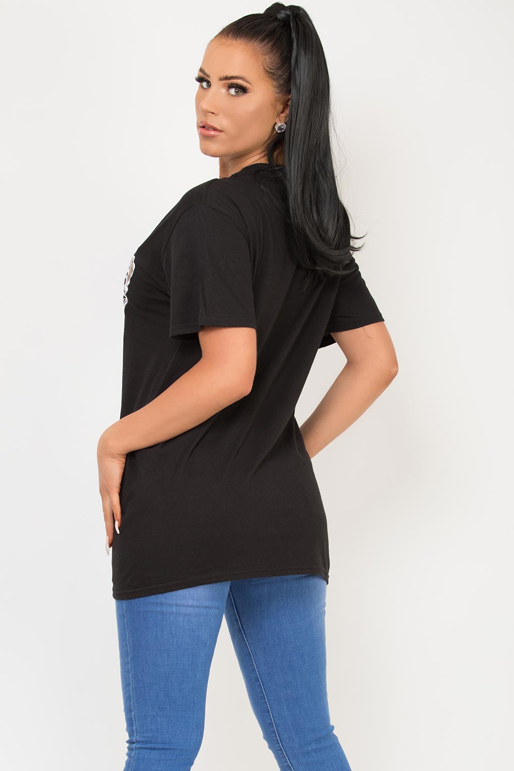 womens oversized t shirt with paris slogan