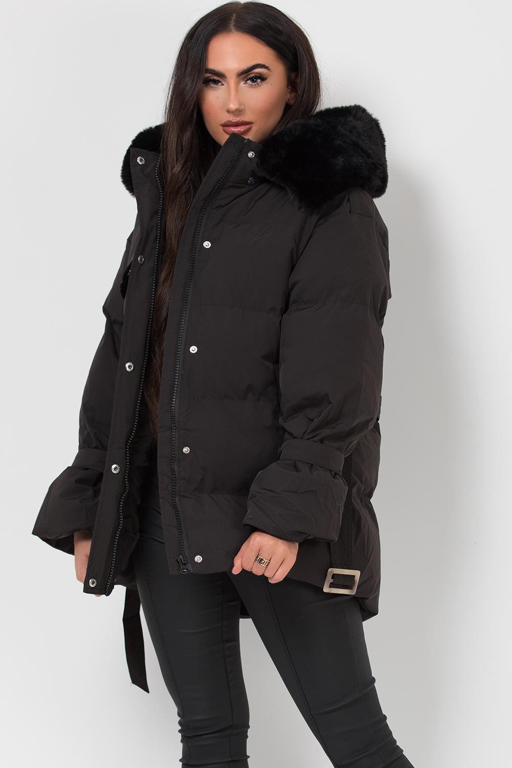 black puffer coat