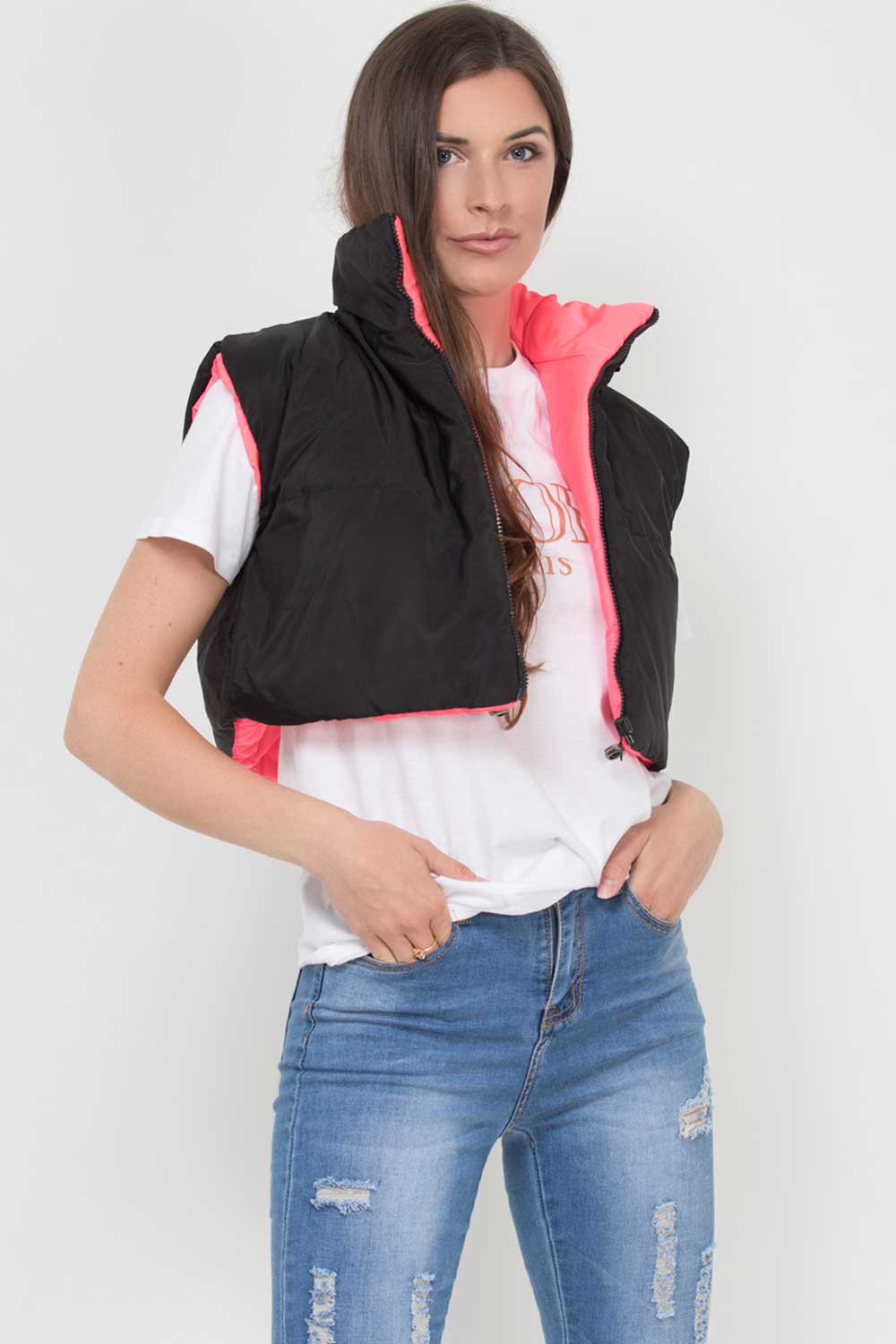 crop gilet womens